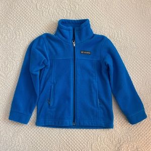 Columbia boys fleece jacket, medium blue color, size xxs
